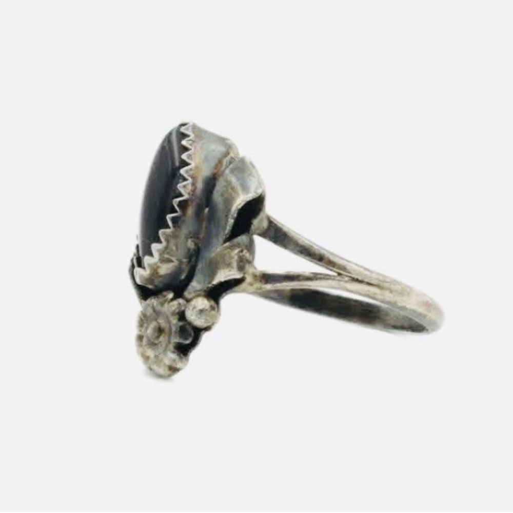 Southwest Artist Les Baker Sterling Onyx Feather Ring - Picture 10 of 13